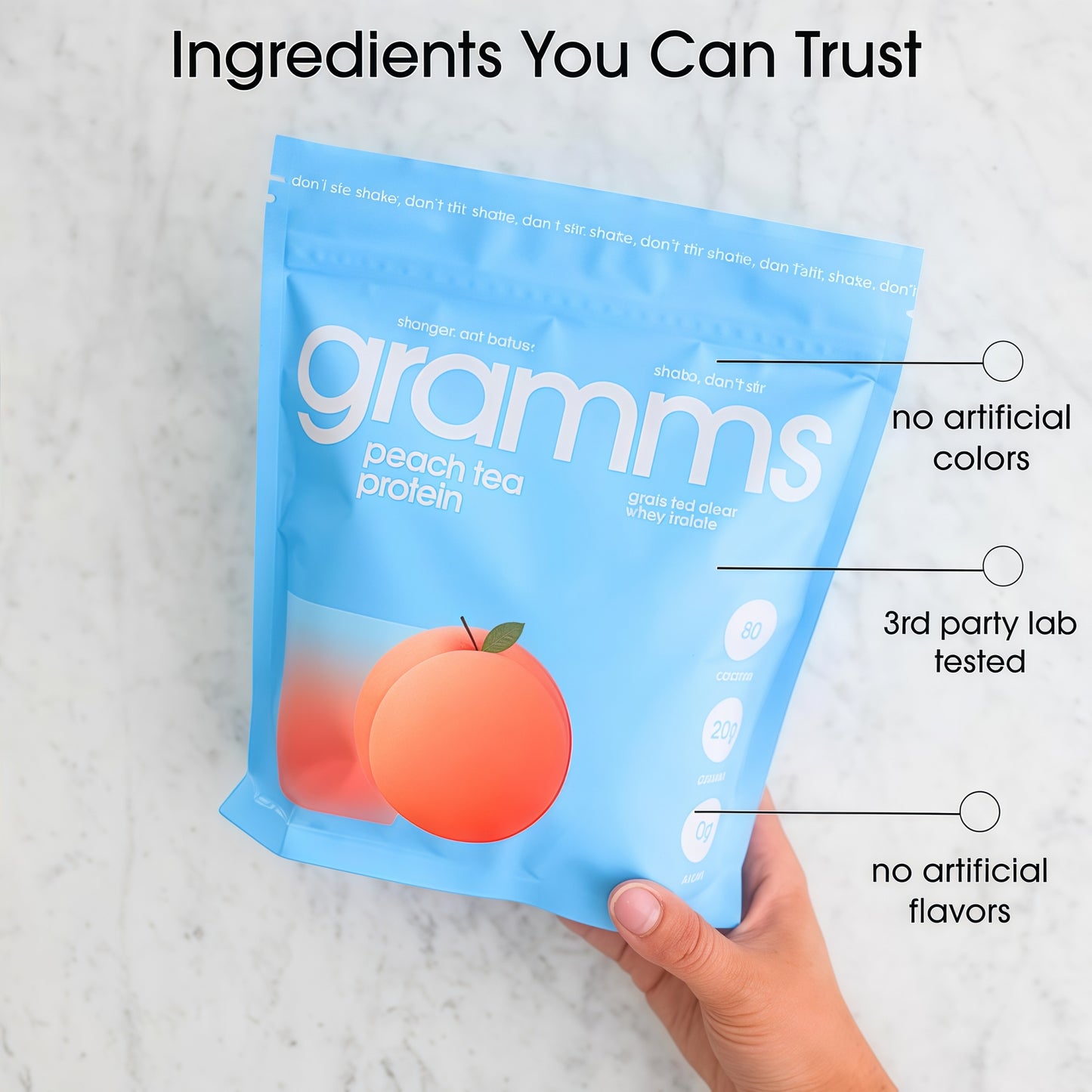 Gramms Clear Protein Powder Peach Tea 20g Protein for Women 18 Servings
