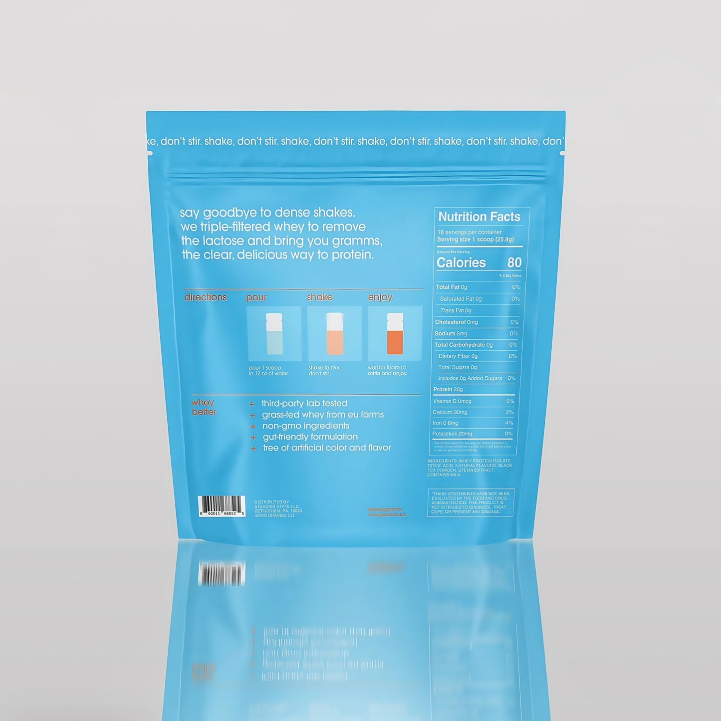 Gramms Clear Protein Powder Peach Tea 20g Protein for Women 18 Servings