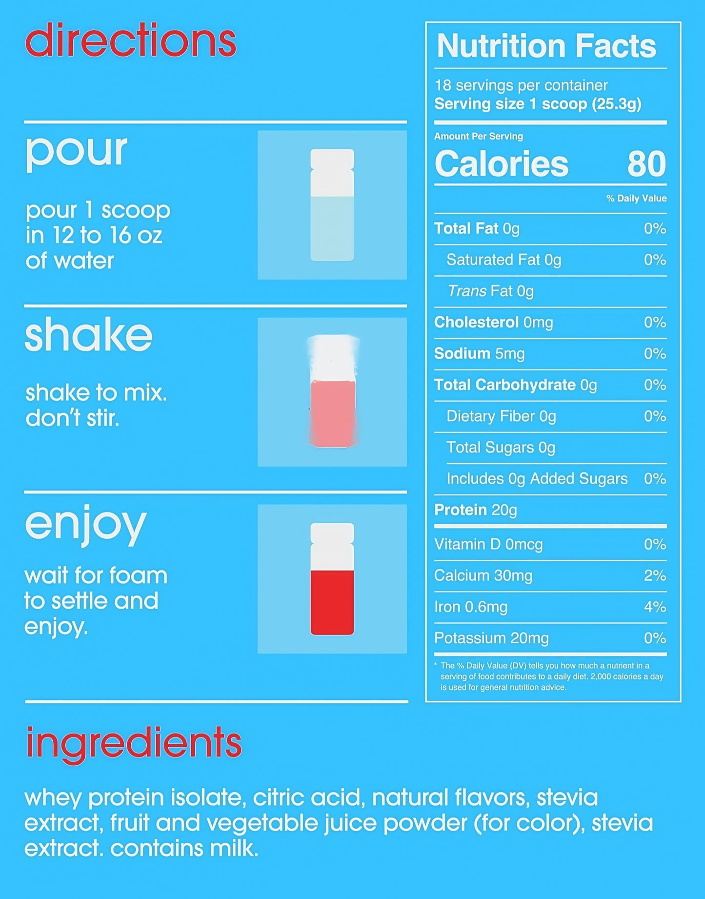Gramms Clear Protein Powder Strawberry Acai 20g Protein for Women 18 Servings