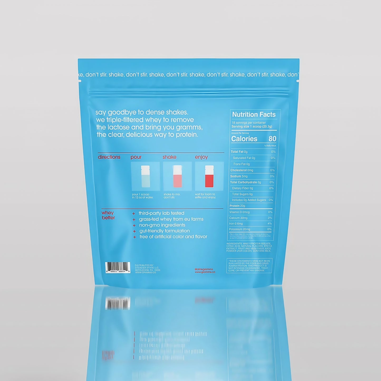 Gramms Clear Protein Powder Strawberry Acai 20g Protein for Women 18 Servings