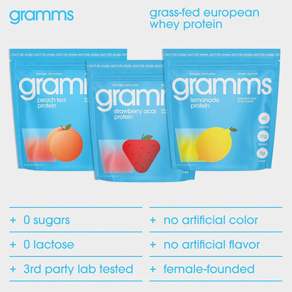 Gramms Clear Protein Powder Strawberry Acai 20g Protein for Women 18 Servings